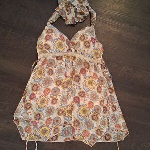 Jordache Y2K paisley floral halter top